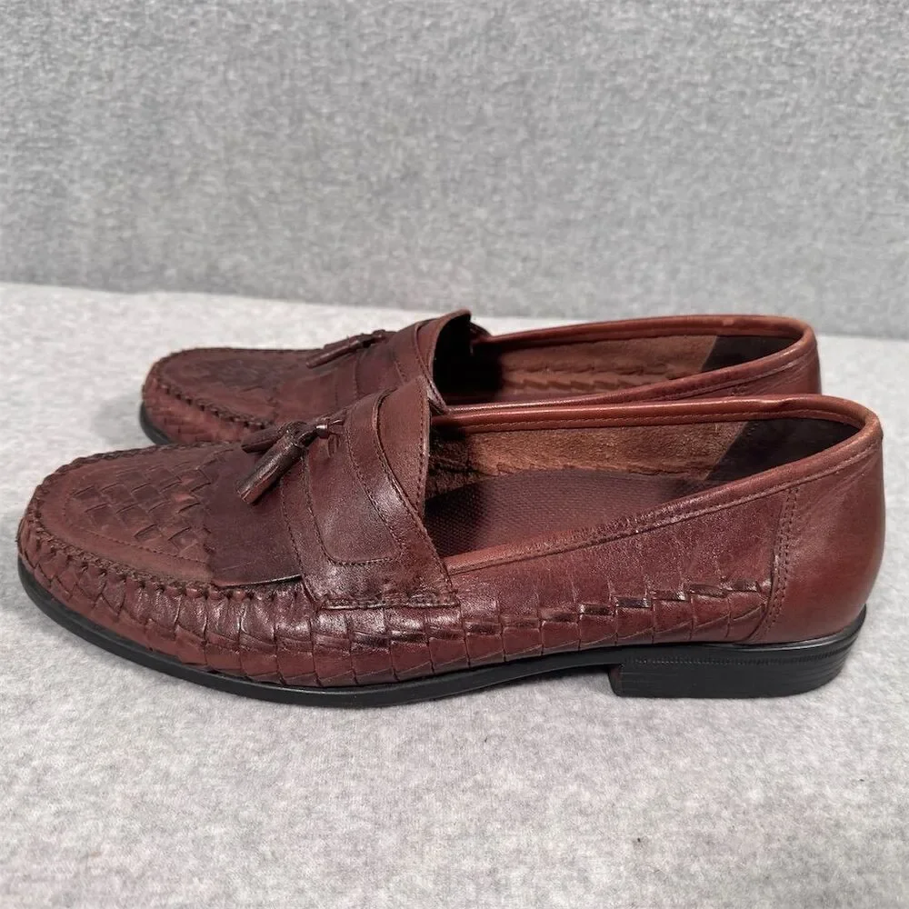 Nunn Bush Men's Tassel Loafers Brown Woven Moc Toe Slip-On Size 11.5M